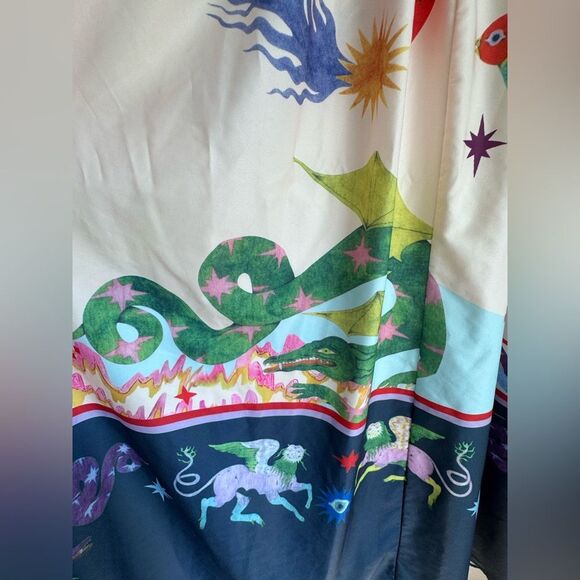 🌟 Alemais Inspired Seeker Print Dress – Whimsical Mythical Motif + Smocked Back - Picture 4 of 6